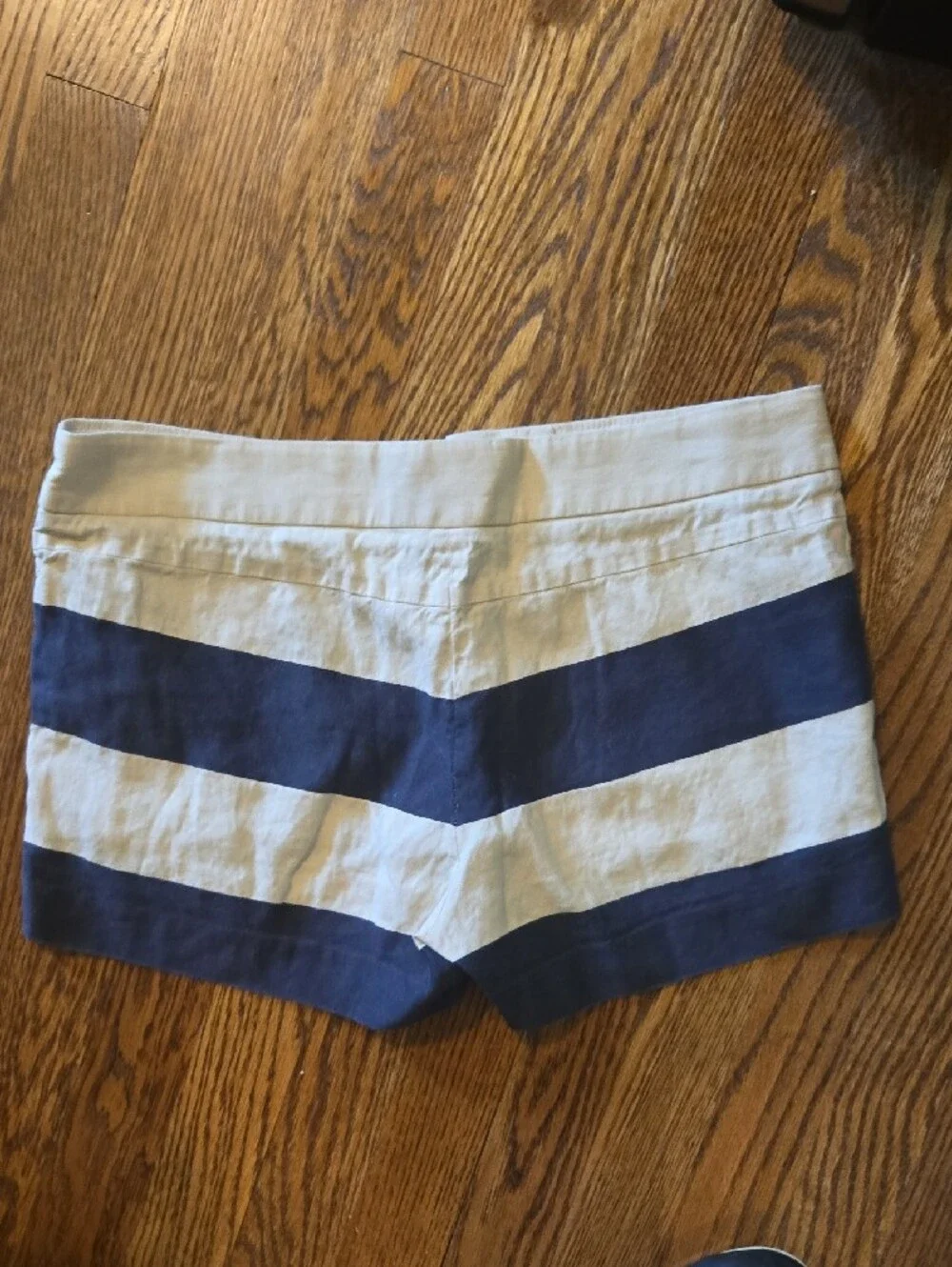 J. Crew Navy and White Striped High Waist Shorts